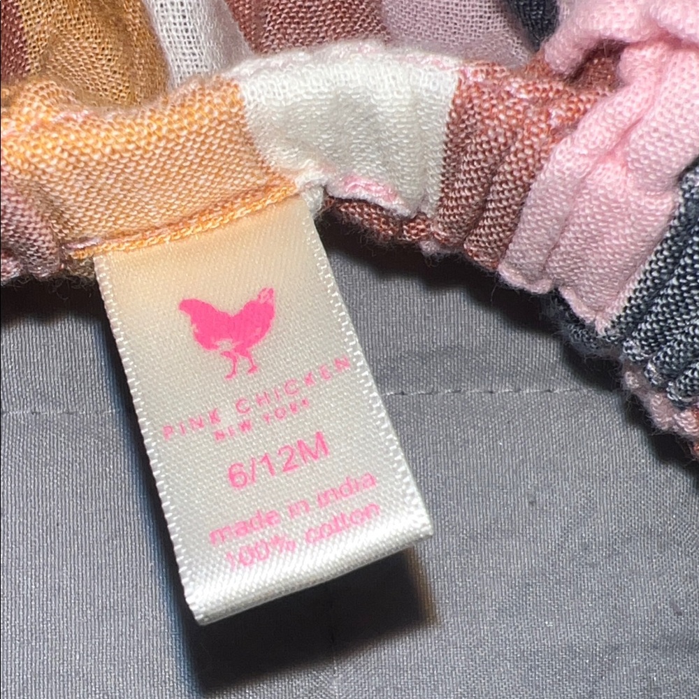 Pink Chicken Baby Girl Multicolor Striped Cotton Matching Set 6-12M 100% cotton - Picture 2 of 2